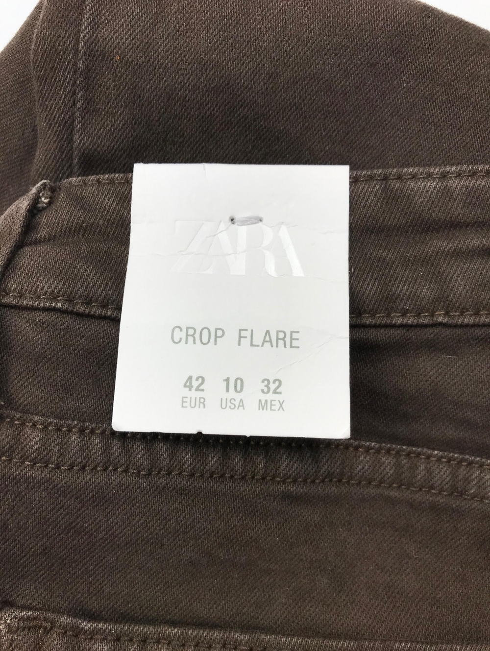 Zara Brown High Rise Crop Flare Jeans NWT Size 10 - Picture 7 of 11